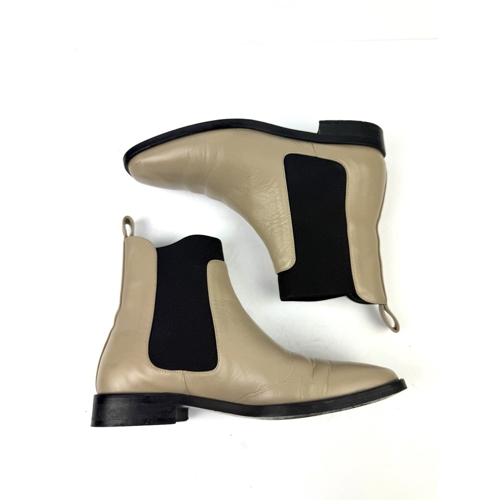 Everlane The Italian Leather Square Toe Chelsea Boots 7 Taupe Cream Bootie